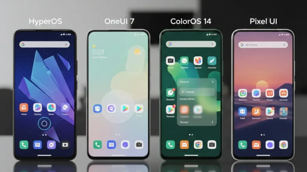 HyperOS vs OneUI 7 vs ColorOS 14 vs Pixel UI (2025)
